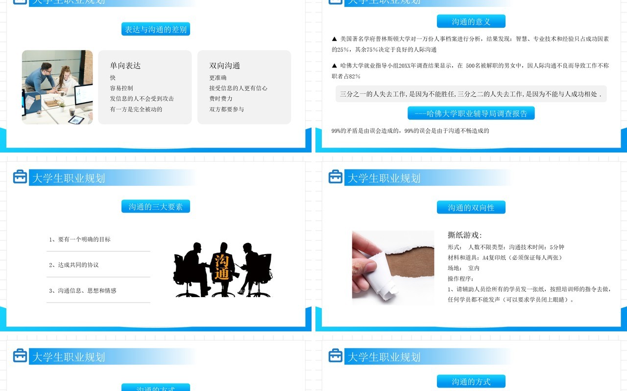 蓝色简约风大学生职业规划就业能力PPT模板