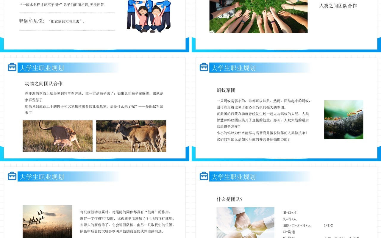 蓝色简约风大学生职业规划就业能力PPT模板