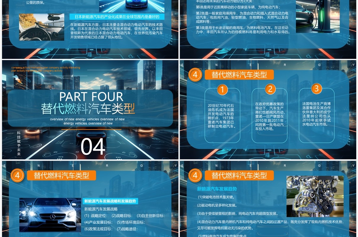 蓝色科技风新能源汽车技术介绍PPT模板