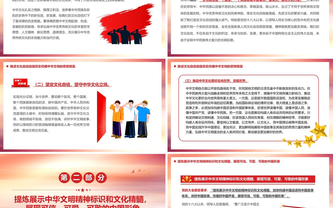 坚定文化自信增强中华文明传播力影响力PPT模板