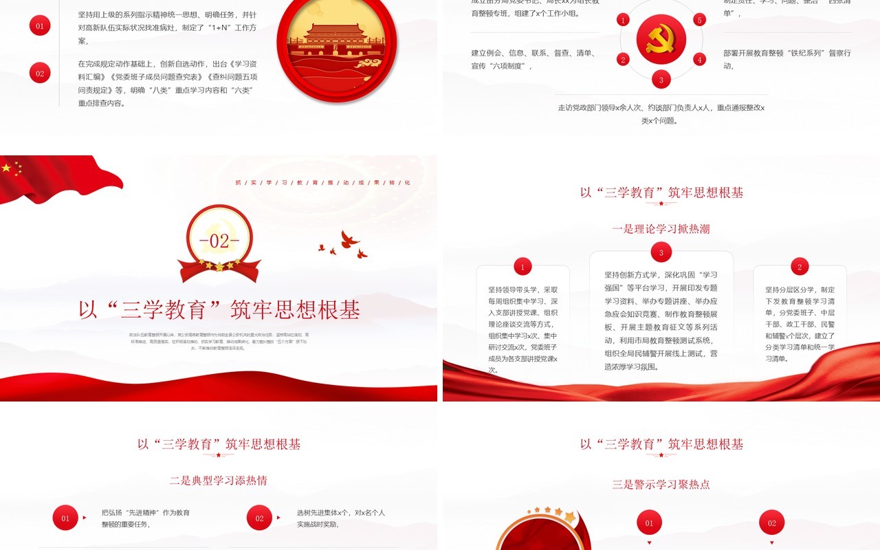 红色党政风弘扬整训精神推进教育整顿锻造公安铁军教育培训PPT模板
