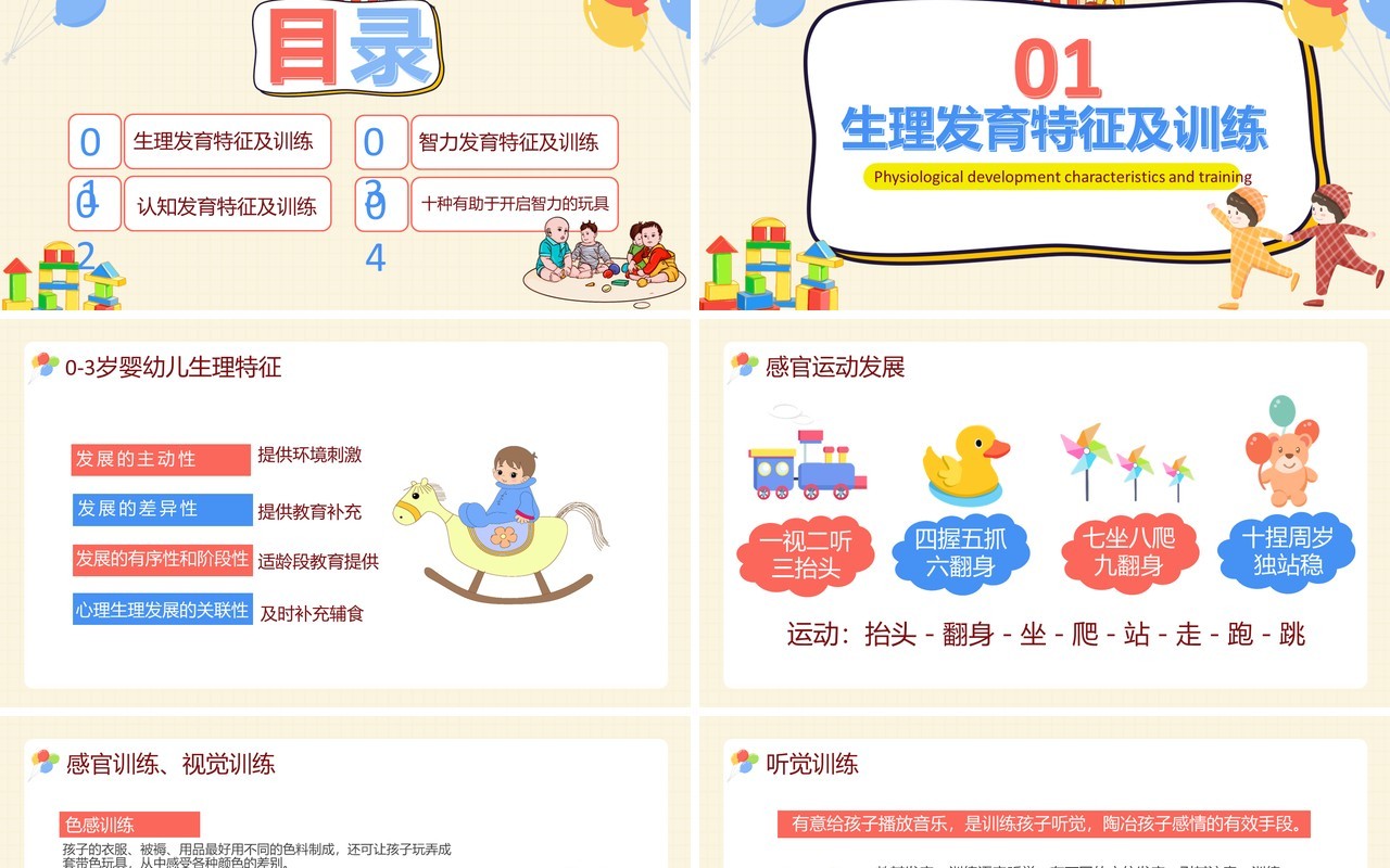 创意卡通小清新教育培训婴幼儿早教通用儿童课件PPT模板