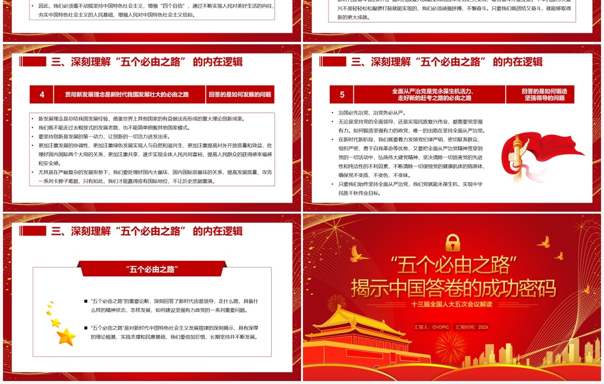 五个必由之路揭示中国答卷的成功密码PPT模板