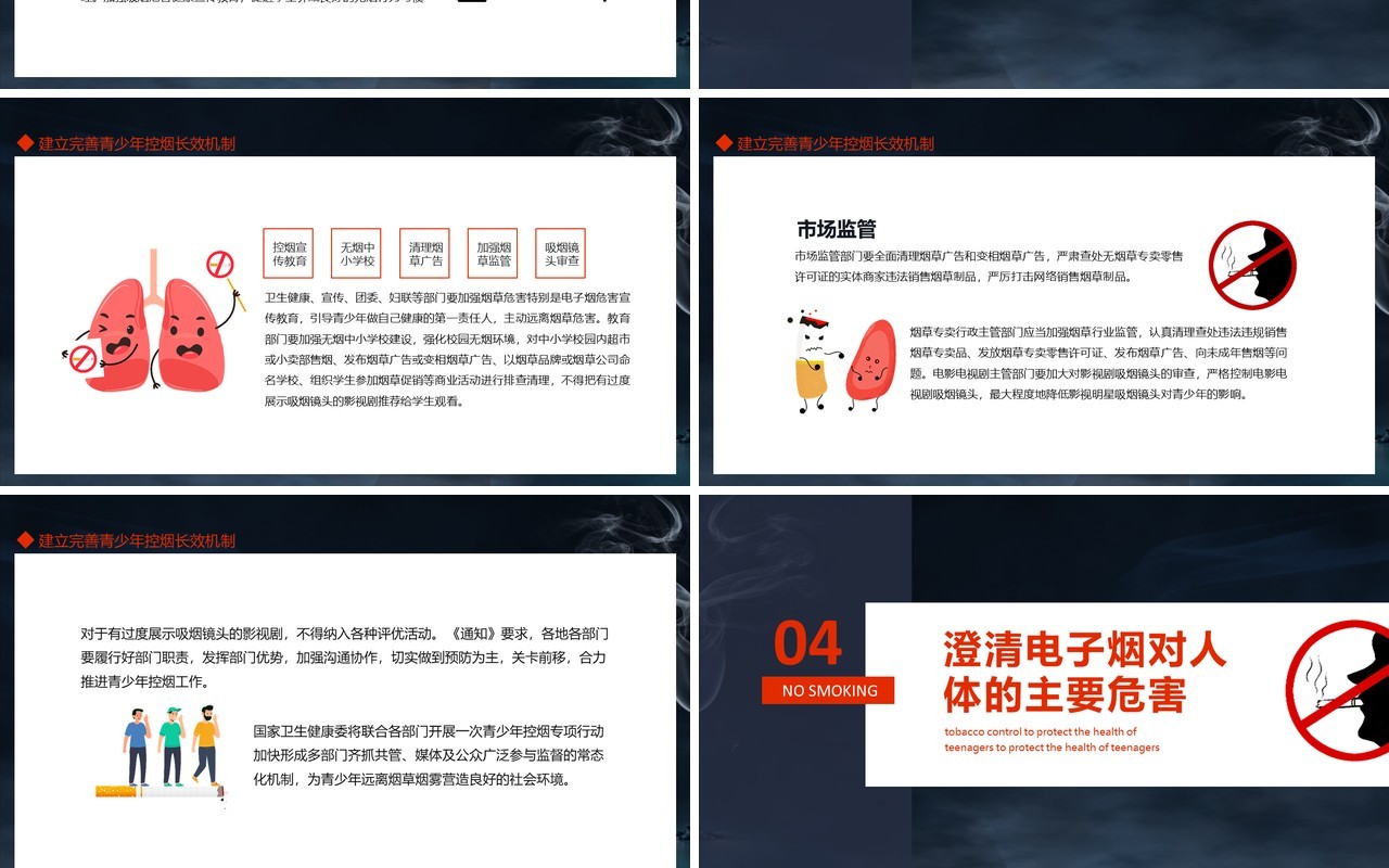 加强控烟工作保护青少年健康澄清对电子烟的认识误区动态PPT模板
