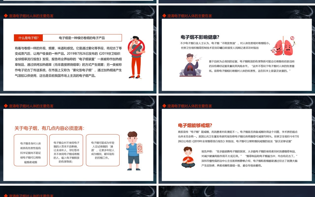 加强控烟工作保护青少年健康澄清对电子烟的认识误区动态PPT模板