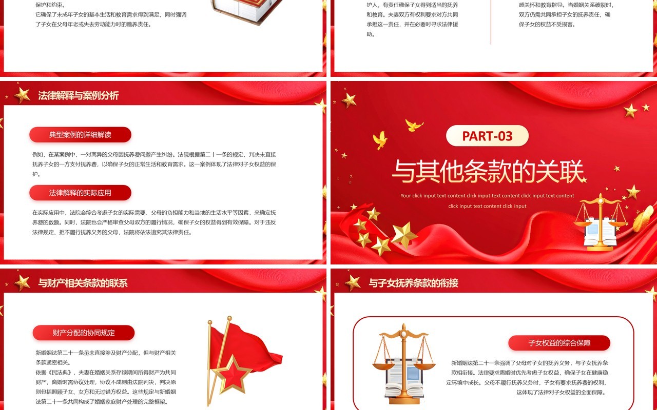 红色新婚姻法第二十一条内容解读PPT模板