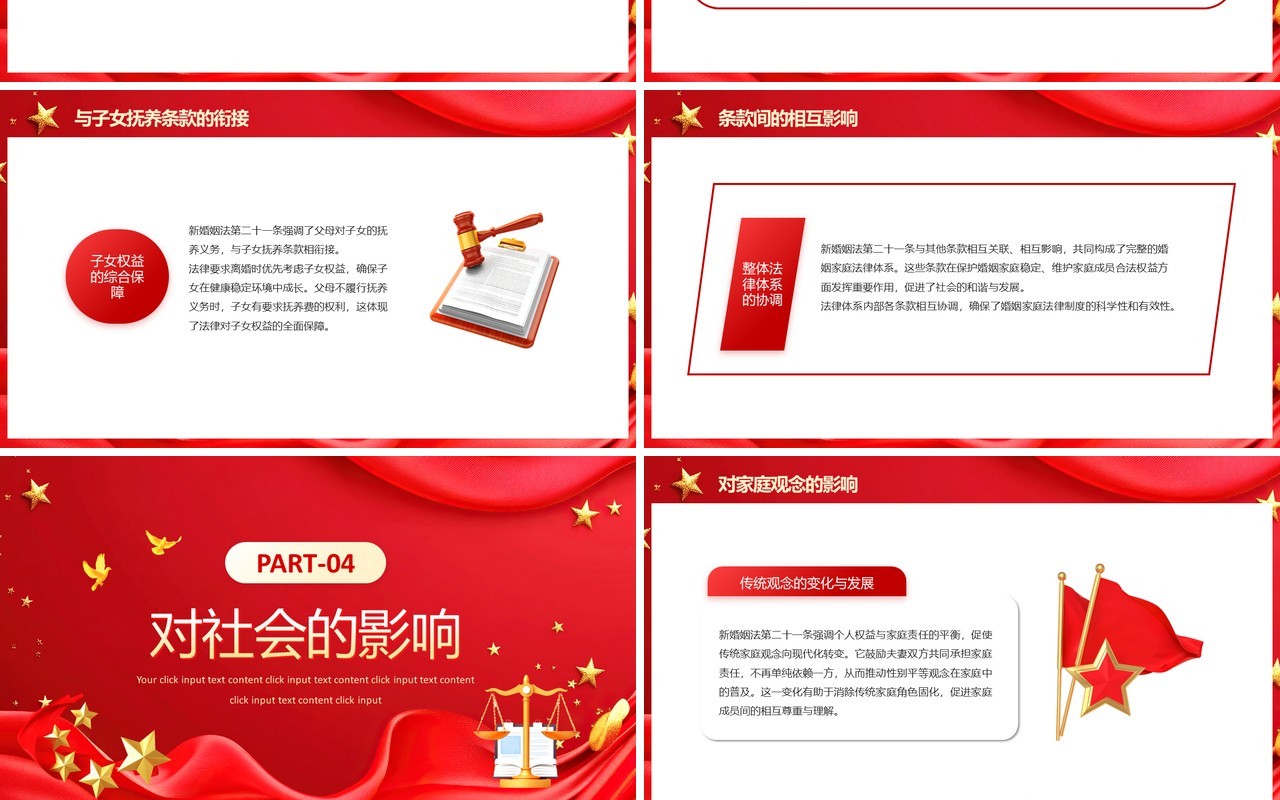 红色新婚姻法第二十一条内容解读PPT模板