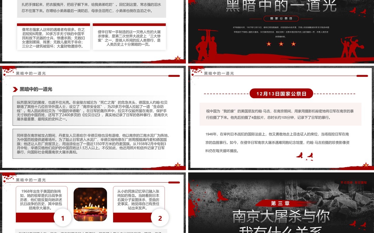 黑红简约风南京大屠杀纪念日PPT模板