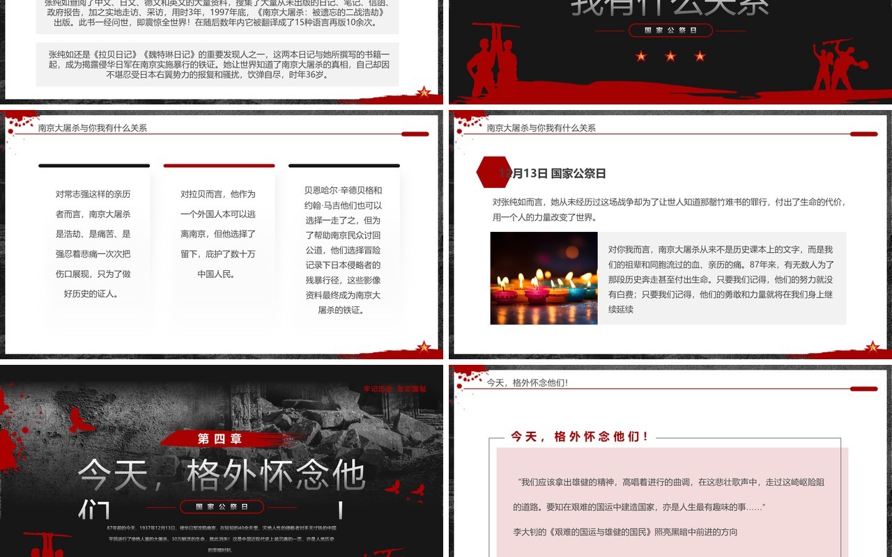 黑红简约风南京大屠杀纪念日PPT模板