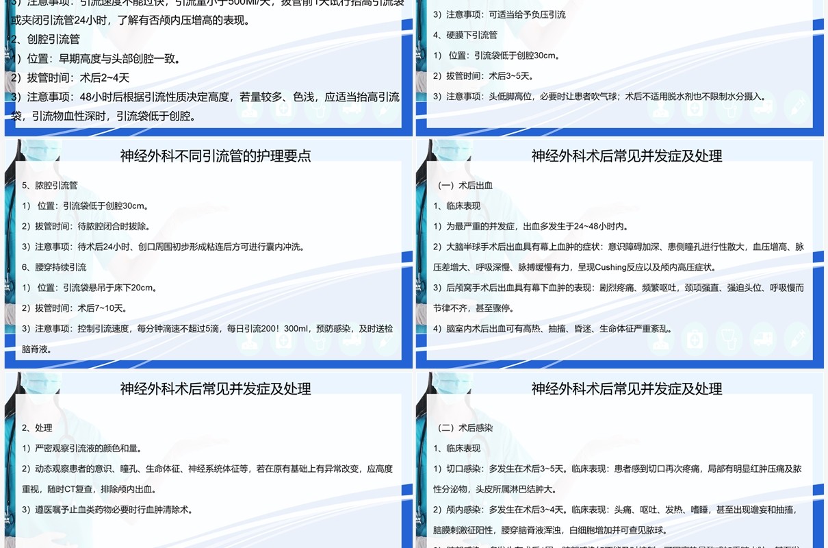 蓝色神经外科围手术期的护理指引PPT模板