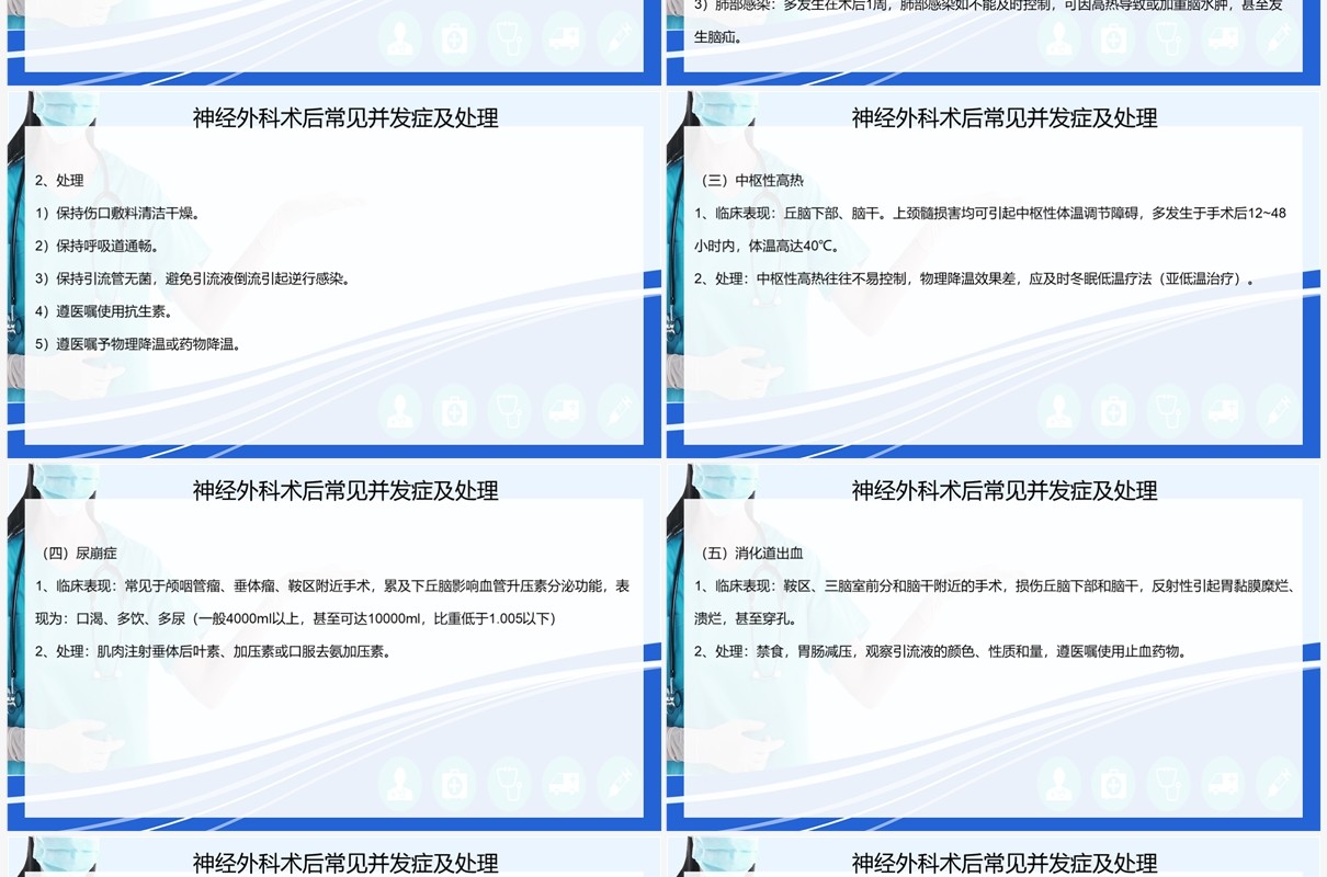 蓝色神经外科围手术期的护理指引PPT模板