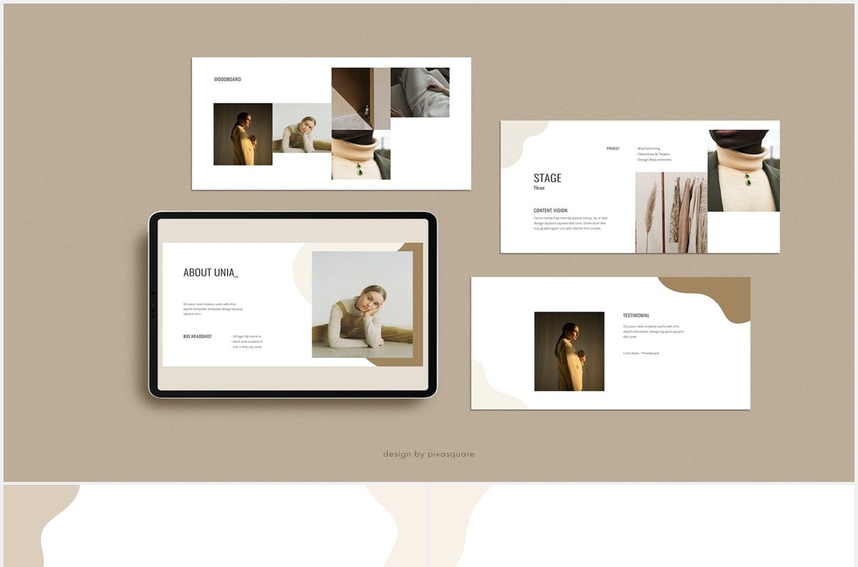 简约小清新图文展示PPT模板UNIA - Media Press Kit Powerpoint Template