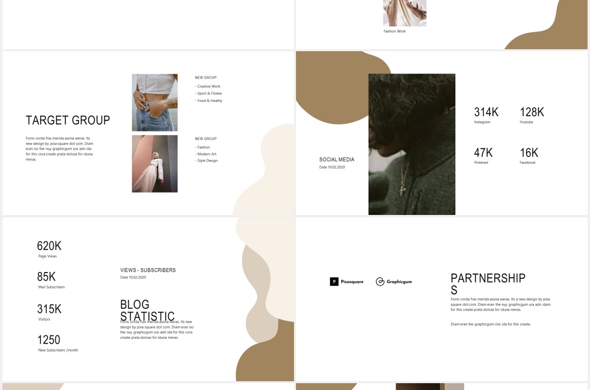 简约小清新图文展示PPT模板UNIA - Media Press Kit Powerpoint Template