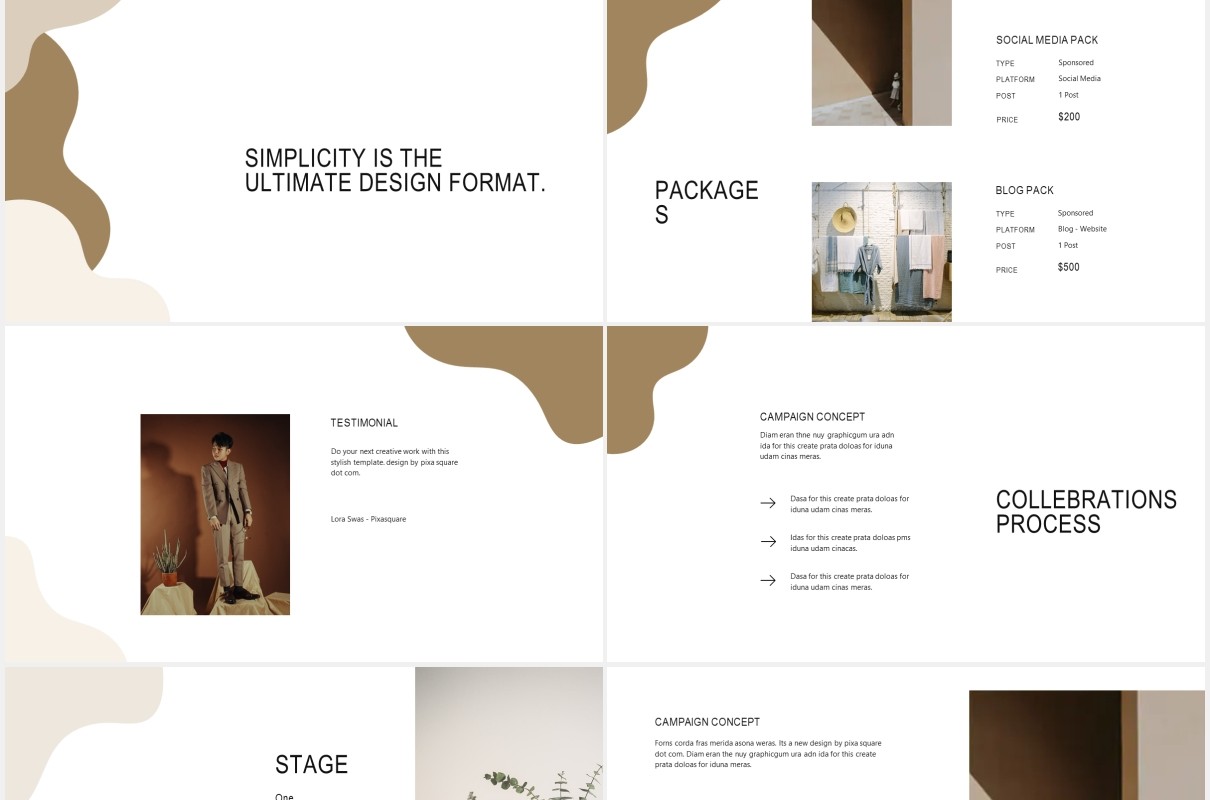 简约小清新图文展示PPT模板UNIA - Media Press Kit Powerpoint Template