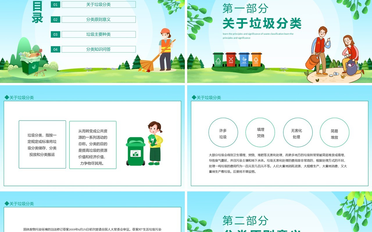 学习垃圾分类的原则和意义动态PPT模板