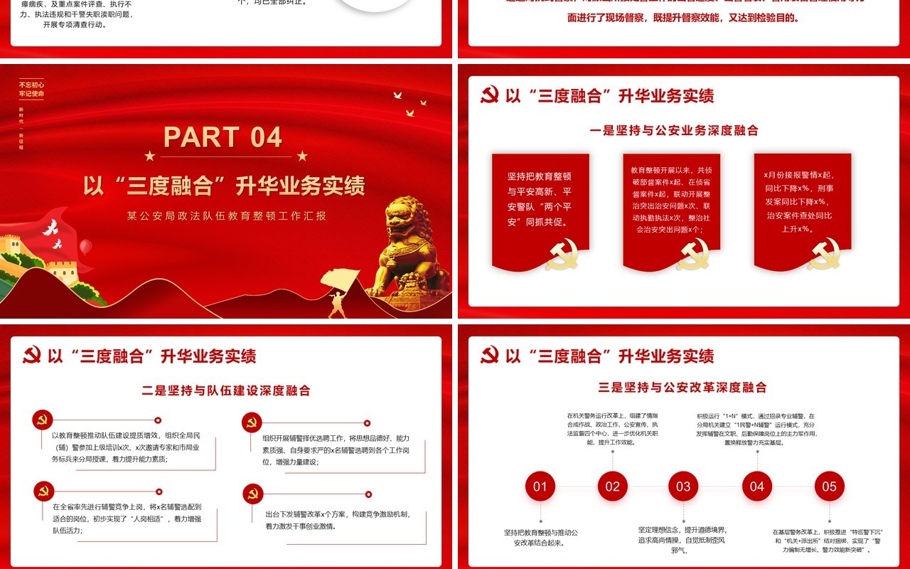 红色党政风政法队伍教育整顿工作汇报PPT模版