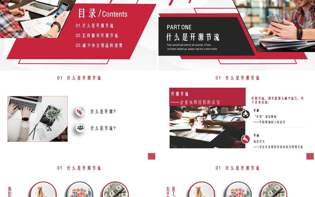 公司开源节流降本增效成本培训PPT模板