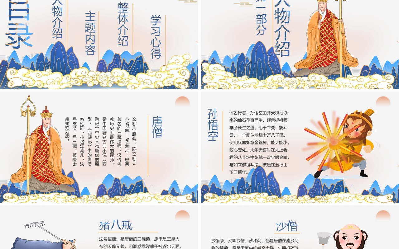 国潮风经典四大名著西游记简介PPT模板