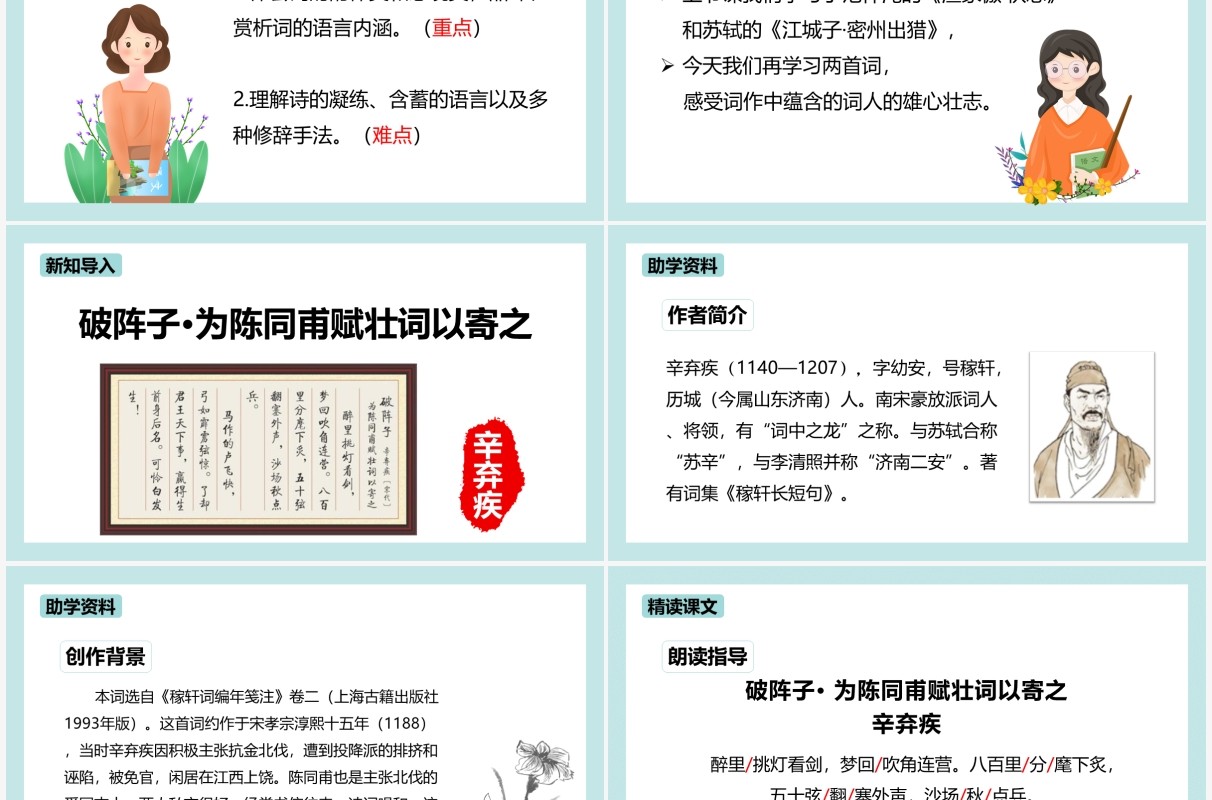 部编版九年级语文下册词四首课件PPT模板