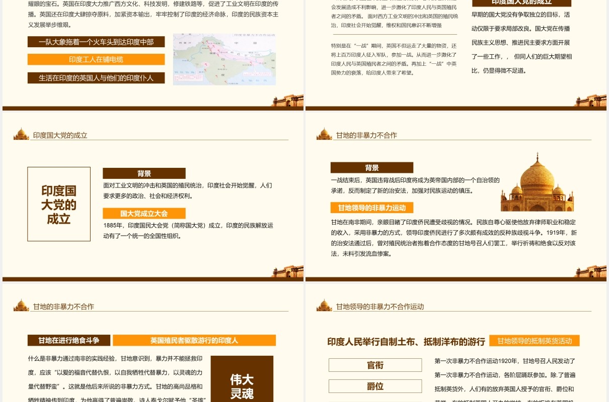 印度的觉醒人教版历史与社会九年级上教学课件动态PPT模板