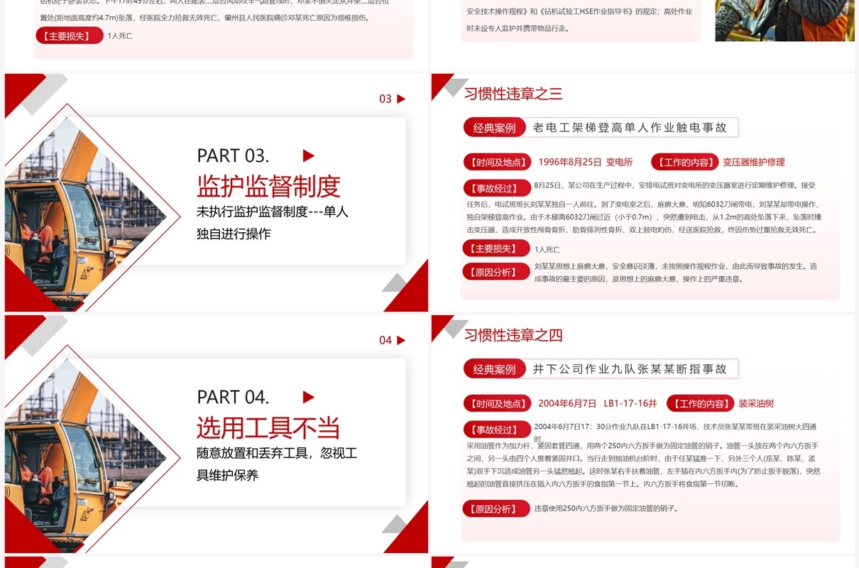 红色商务风十大习惯性违章安全培训PPT模板