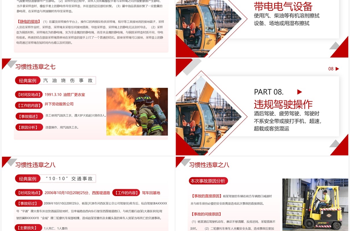 红色商务风十大习惯性违章安全培训PPT模板