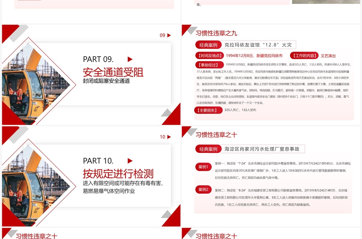 红色商务风十大习惯性违章安全培训PPT模板