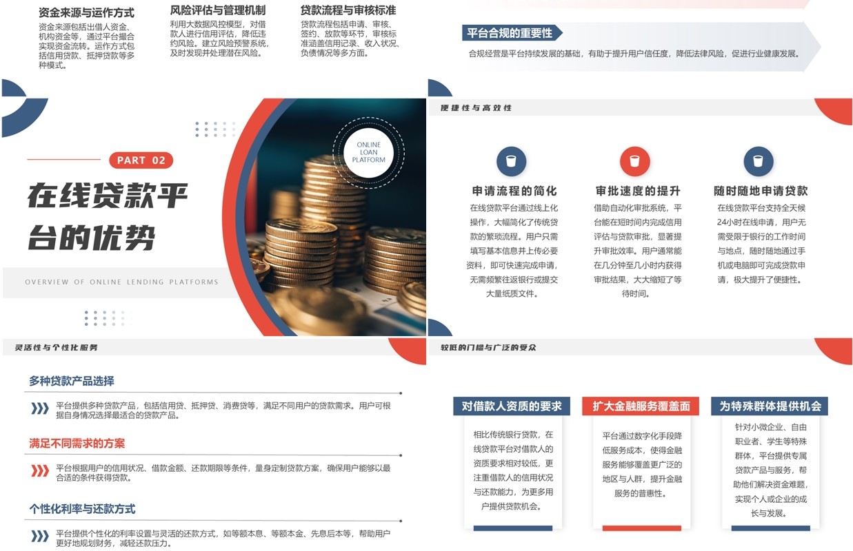 蓝色简约风在线贷款平台介绍PPT模板