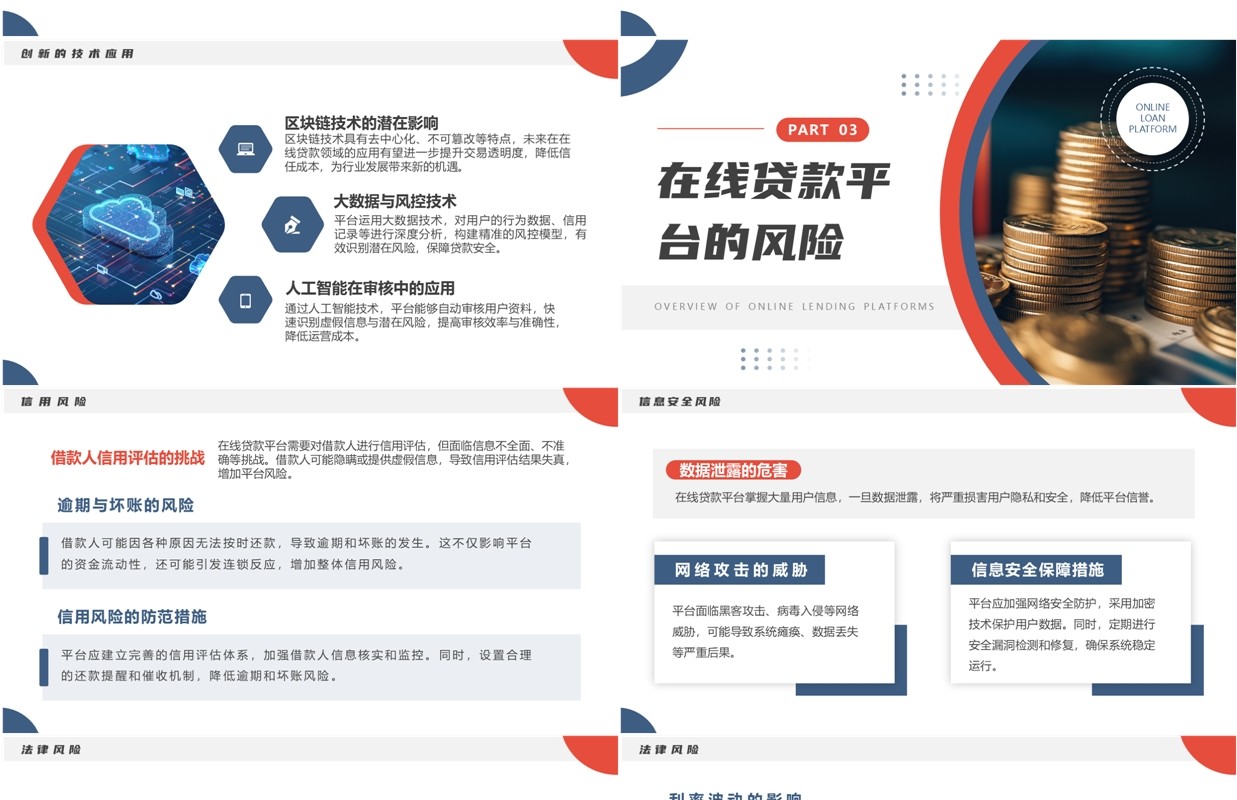 蓝色简约风在线贷款平台介绍PPT模板