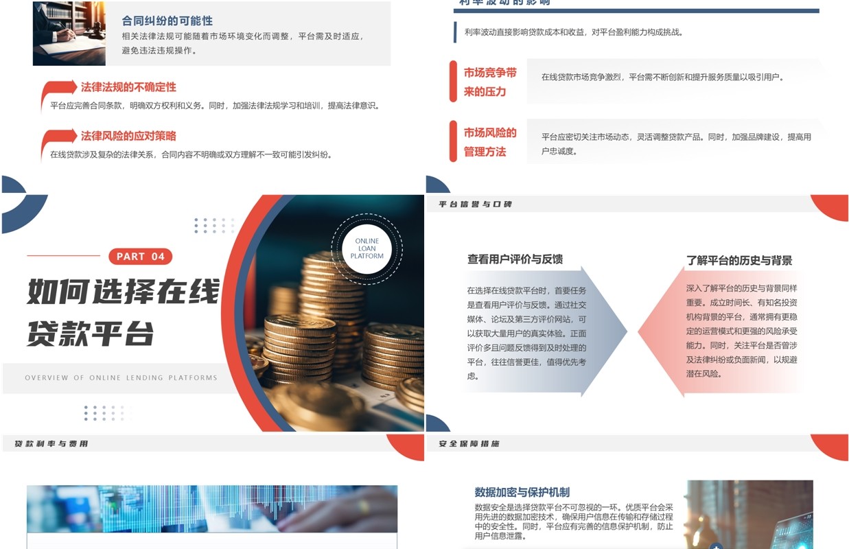 蓝色简约风在线贷款平台介绍PPT模板