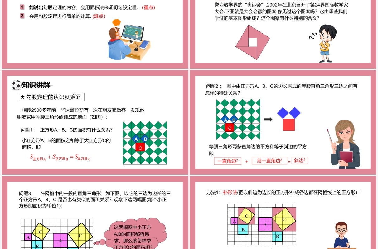 部编版八年级数学下册勾股定理课件PPT模板