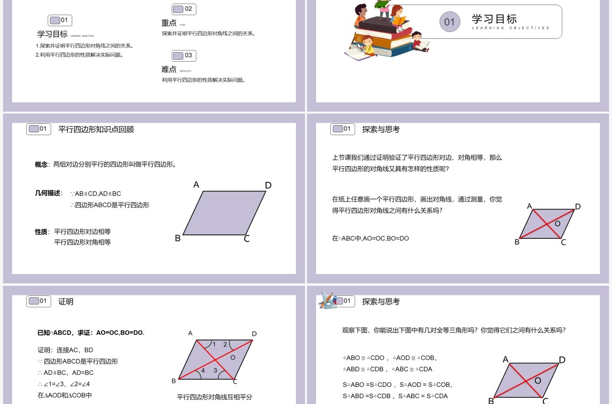 部编版八年级数学下册平行四边形的性质课件PPT模板