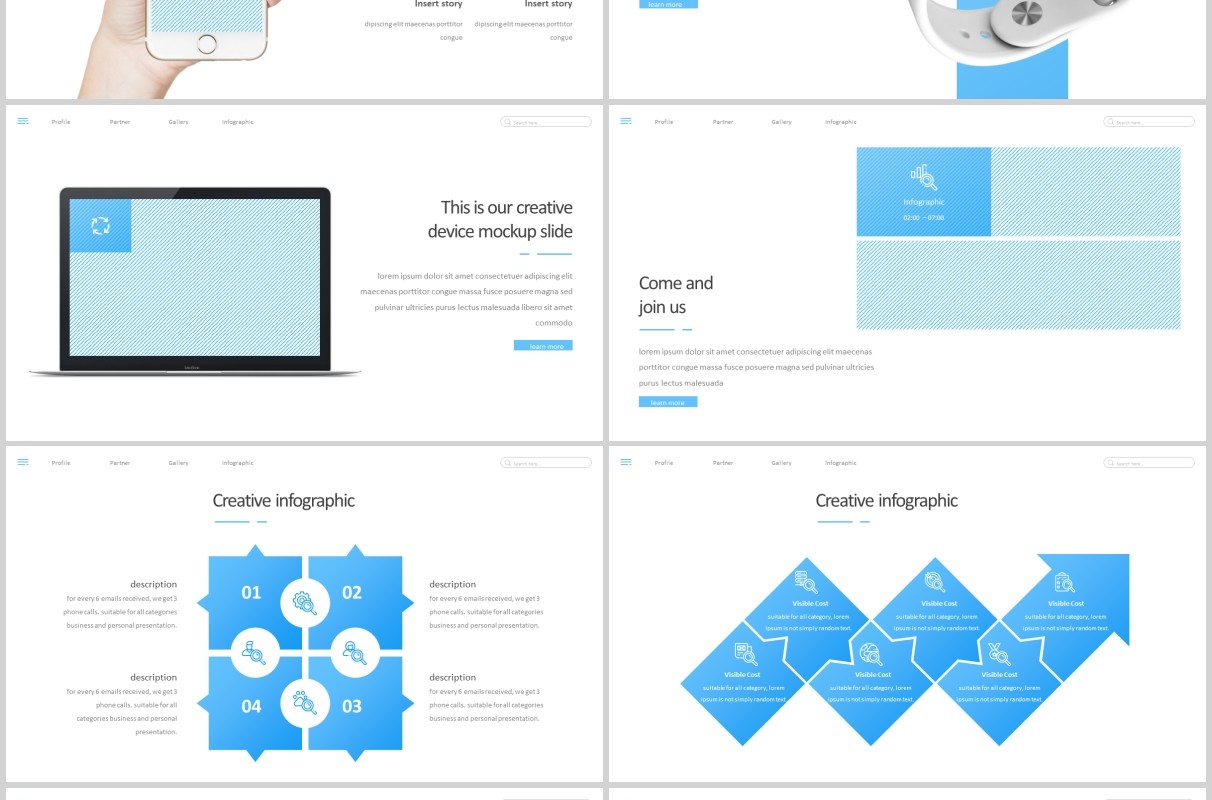 蓝色商务PPT模板ainu powerpoint template
