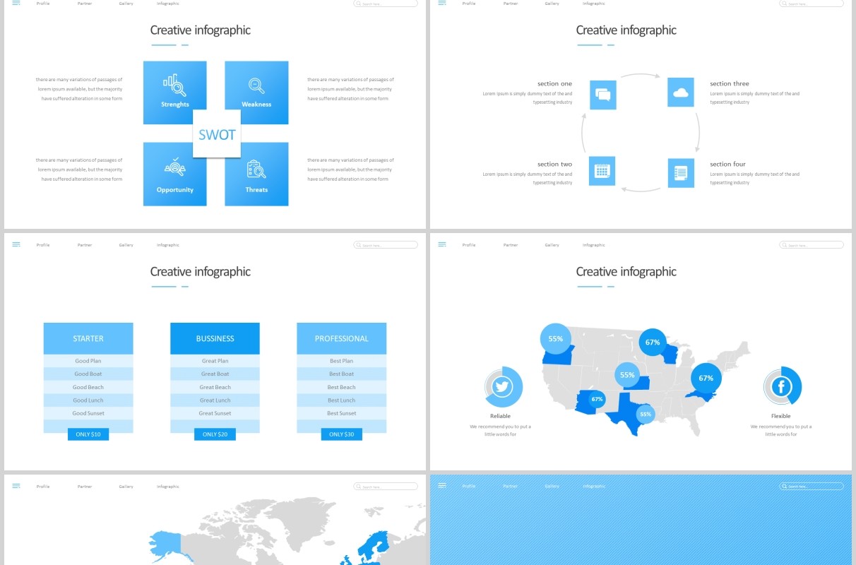 蓝色商务PPT模板ainu powerpoint template