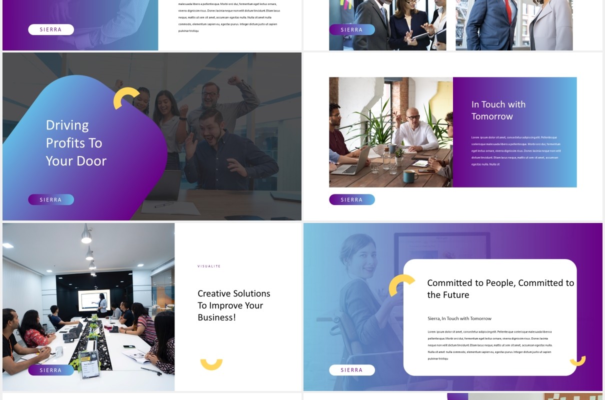 高端现代商务广告策划公司宣传介绍PPT模板Sierra - Modern Powerpoint Template