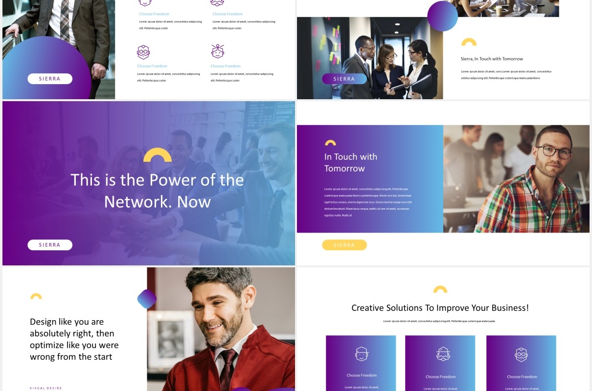 高端现代商务广告策划公司宣传介绍PPT模板Sierra - Modern Powerpoint Template