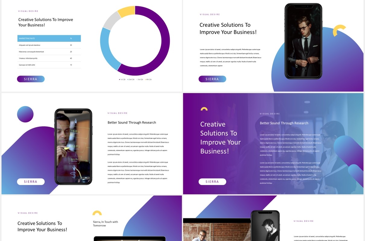 高端现代商务广告策划公司宣传介绍PPT模板Sierra - Modern Powerpoint Template