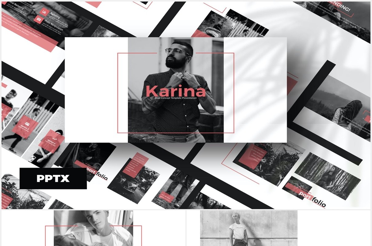 时尚作品图片展示PPT模板KARINA - Powerpoint Template