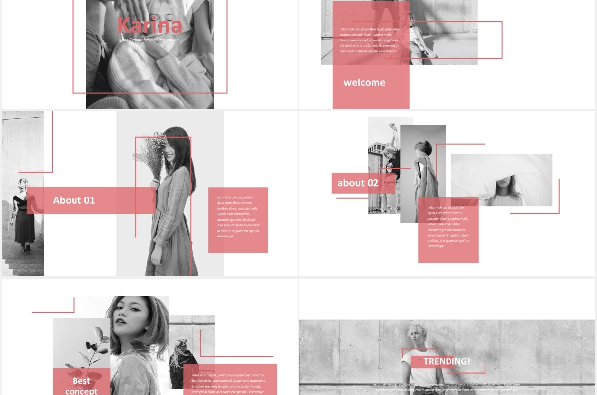 时尚作品图片展示PPT模板KARINA - Powerpoint Template