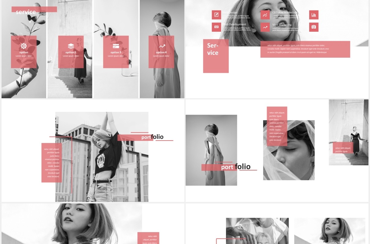 时尚作品图片展示PPT模板KARINA - Powerpoint Template