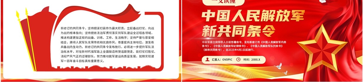 红色党政风中国人民解放军新共同条令PPT模板