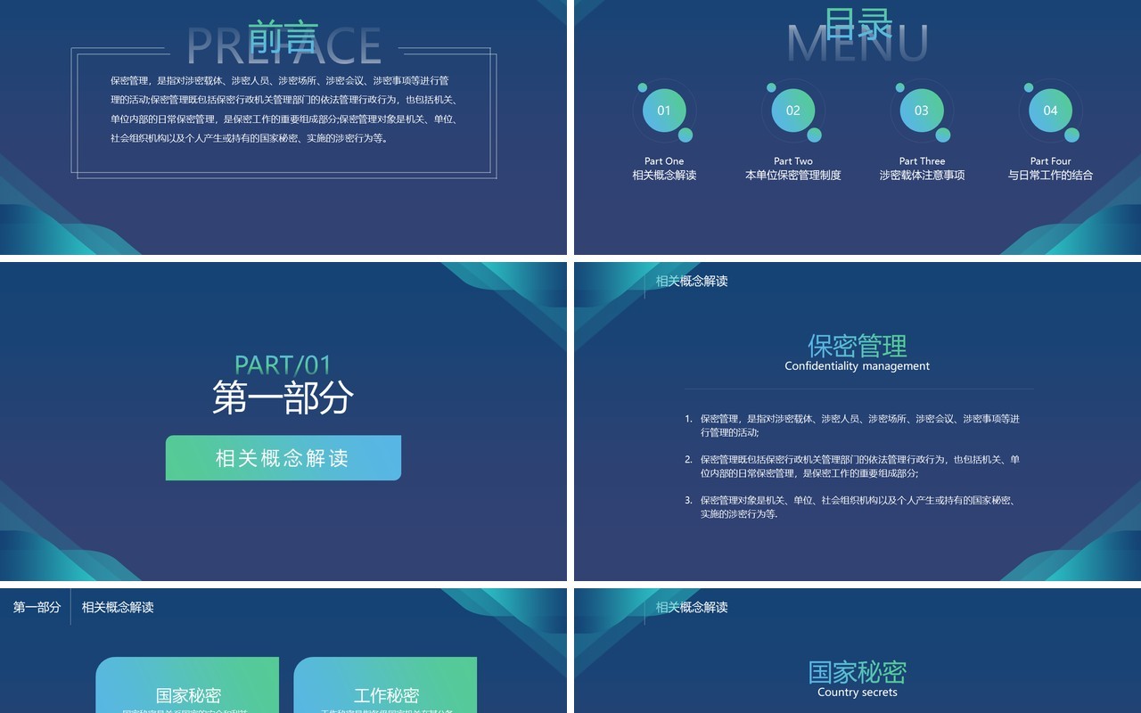 蓝色简约风保密管理及注意事项教育培训PPT模板