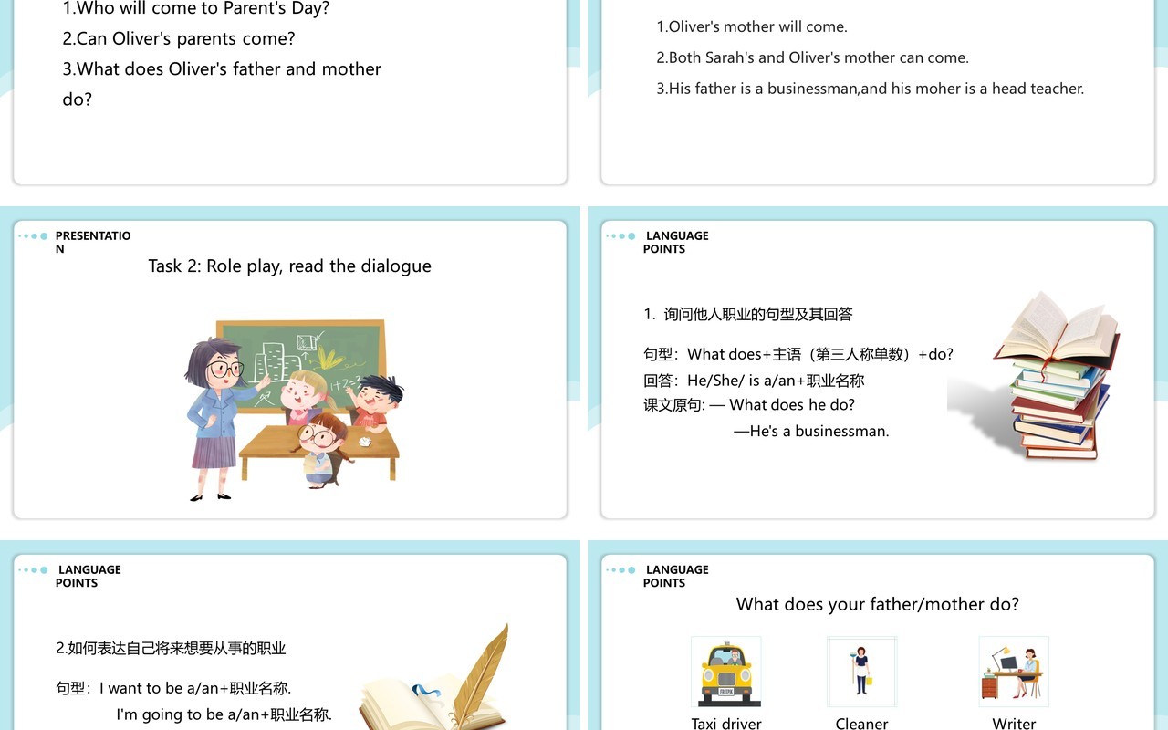 人教版六年级英语上册what does he do课件PPT模板
