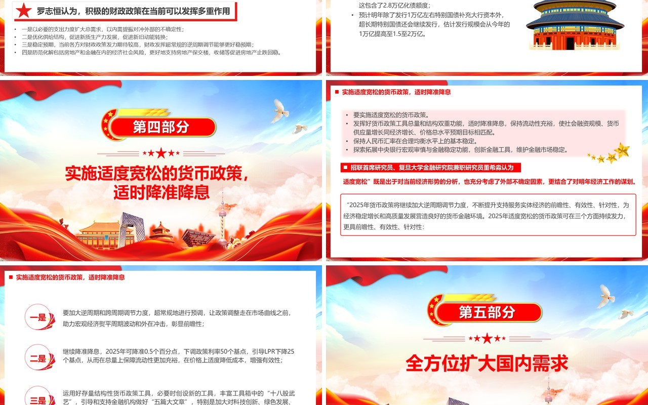 红色党政风2025经济工作会议九大看点PPT模板