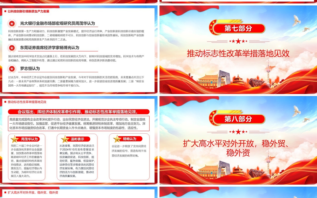 红色党政风2025经济工作会议九大看点PPT模板