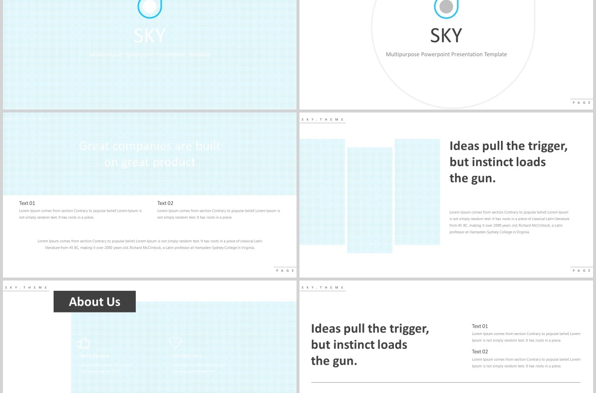 蓝色天空多用途PPT模板版式设计sky multipurpose powerpoint template