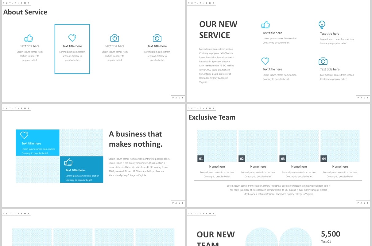 蓝色天空多用途PPT模板版式设计sky multipurpose powerpoint template