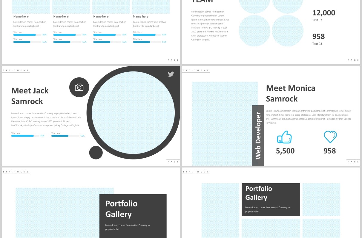 蓝色天空多用途PPT模板版式设计sky multipurpose powerpoint template