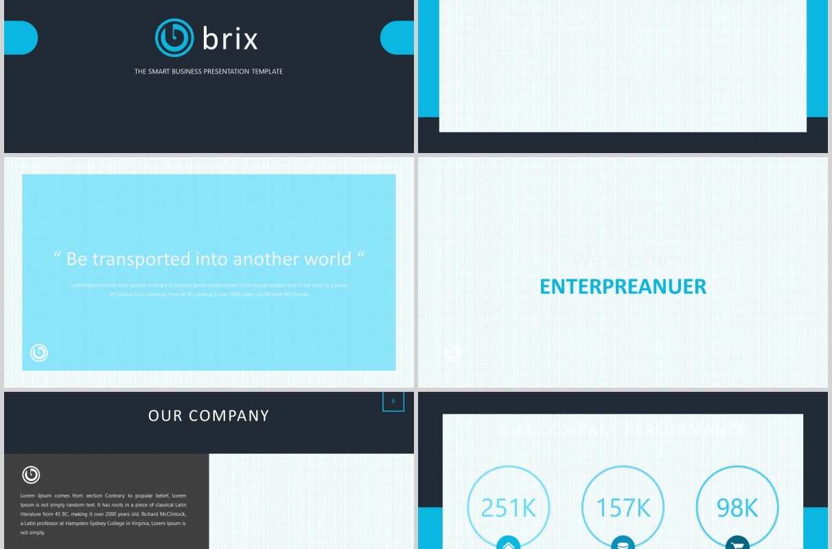 深色高端商务PPT图片版式排版模板Brix Powerpoint Template