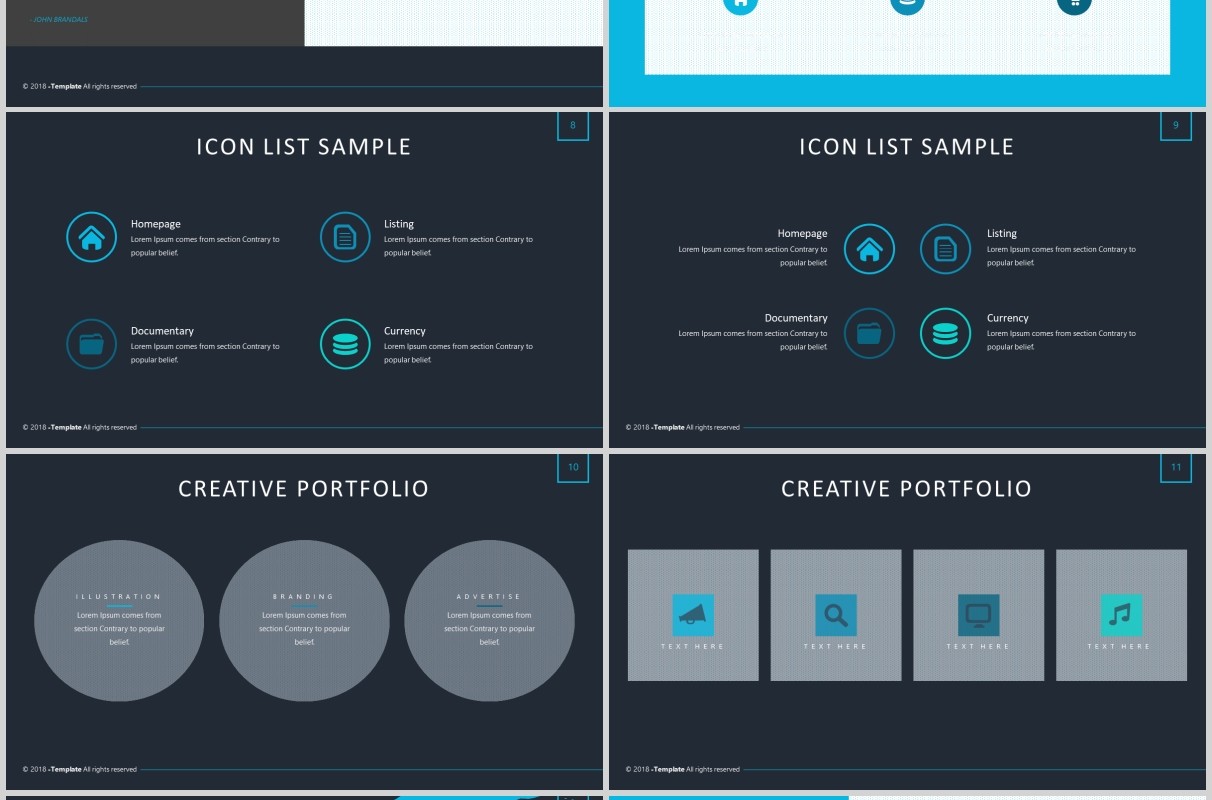 深色高端商务PPT图片版式排版模板Brix Powerpoint Template